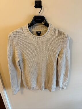 H&M men’s Cream Knit Crewneck Sweater